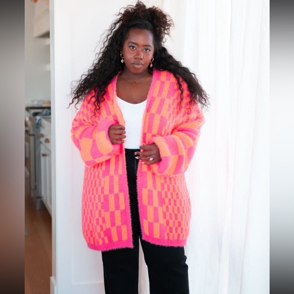 Neon checkered cardigan - Picture 1 of 7